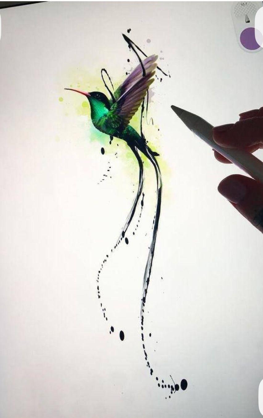 a drawing of a hummingbird on a piece of paper