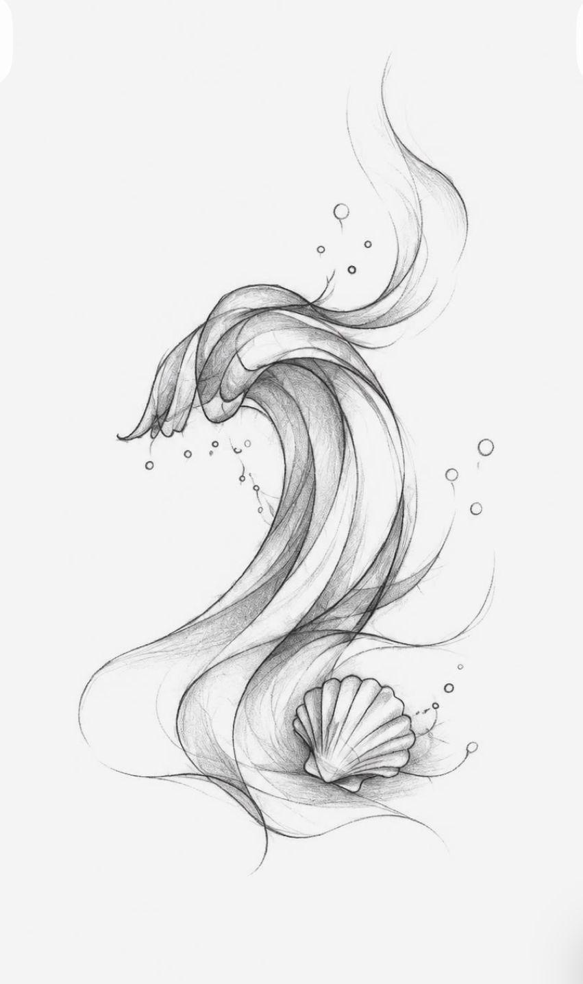 a black and white drawing of a wave