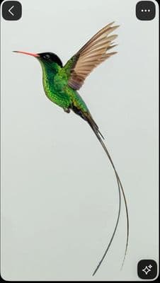 a green hummingbird flying through the air
