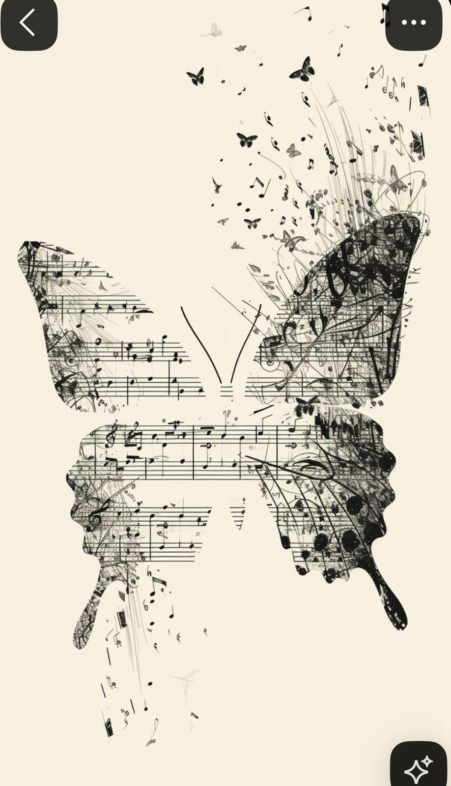 a butterfly with music notes flying out of it