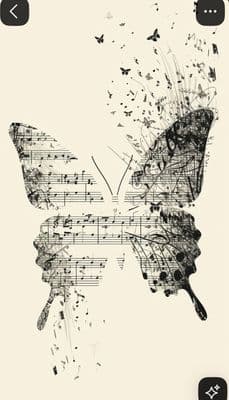 a butterfly with music notes flying out of it