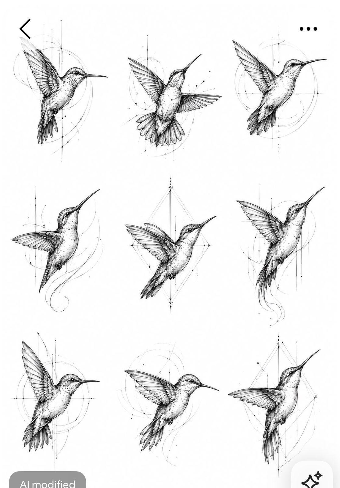 a drawing of a hummingbird flying through the air