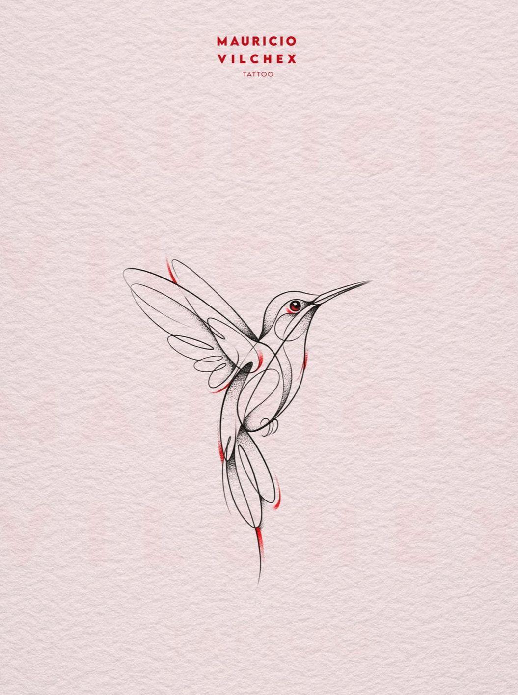 a drawing of a hummingbird flying in the air
