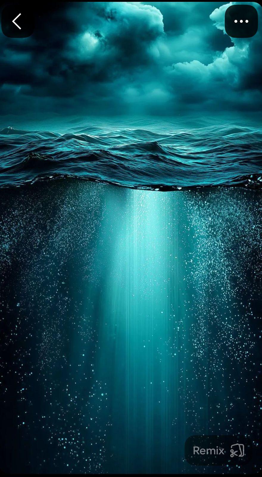 an underwater scene with a dark blue background