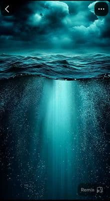 an underwater scene with a dark blue background