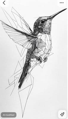 a black and white drawing of a hummingbird