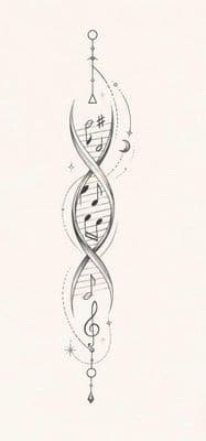 a drawing of a spiral of musical notes