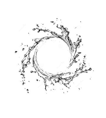 a black and white photo of a circle of water