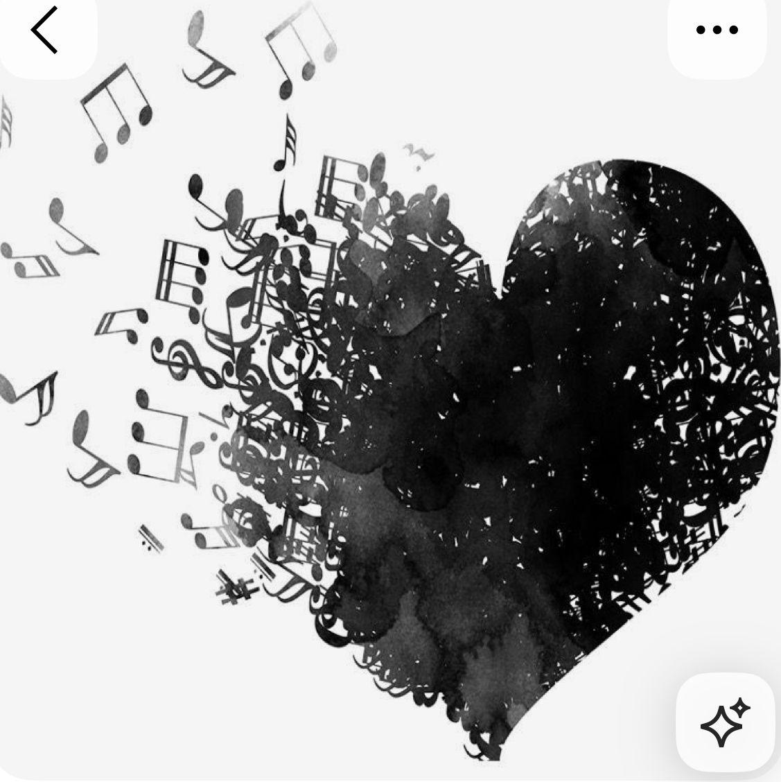 a heart with musical notes coming out of it
