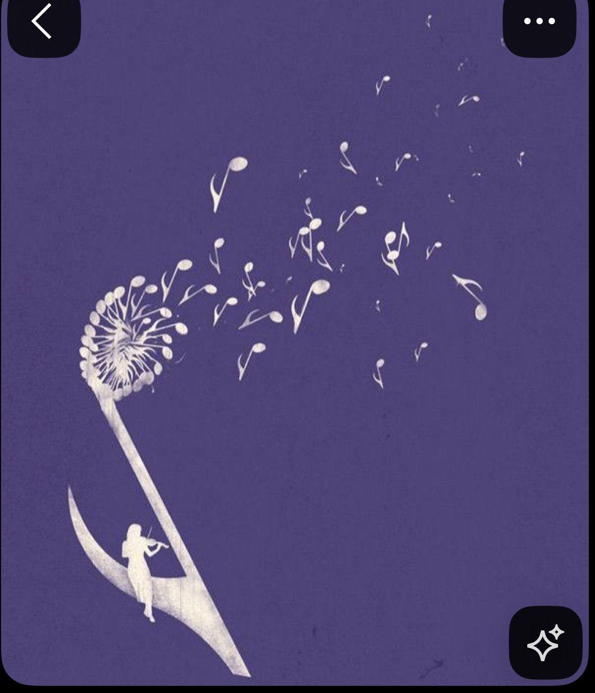 a picture of a dandelion with music notes coming out of it