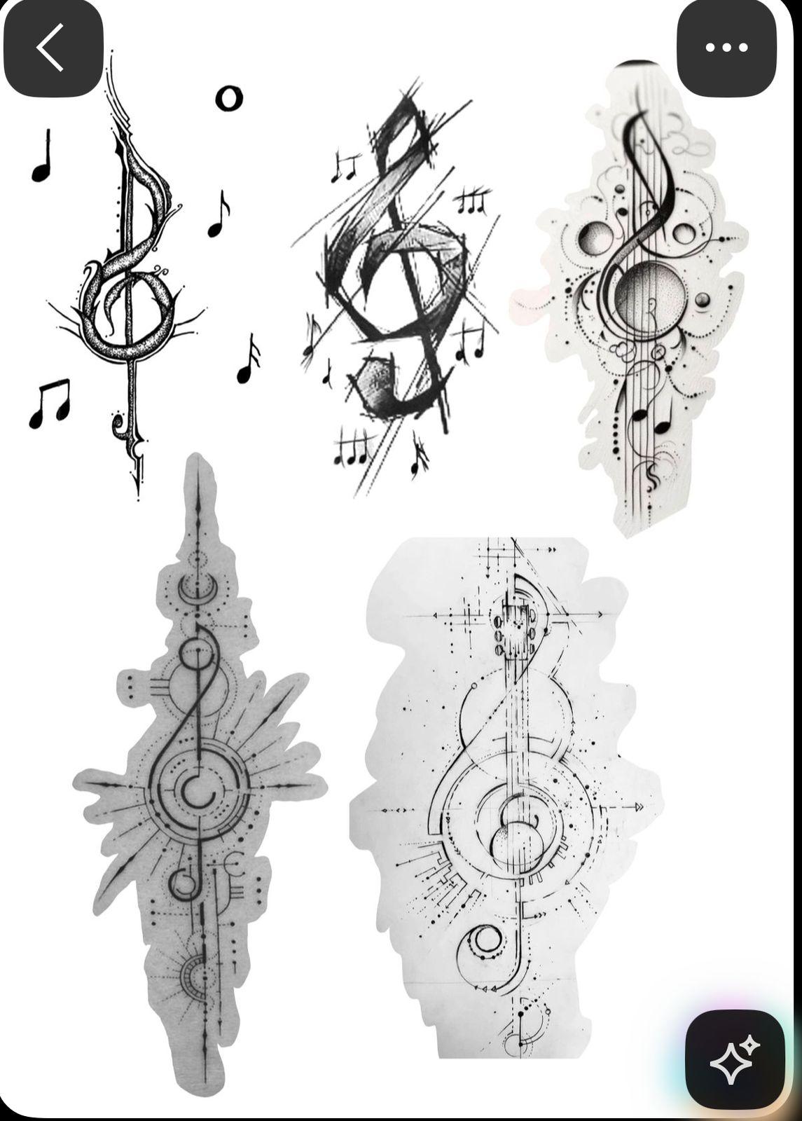 a drawing of musical notes on a sheet of paper