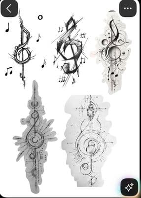 a drawing of musical notes on a sheet of paper