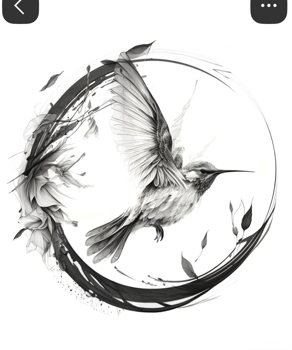 a drawing of a bird flying in the air