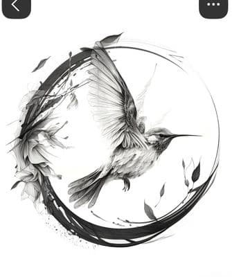 a drawing of a bird flying in the air