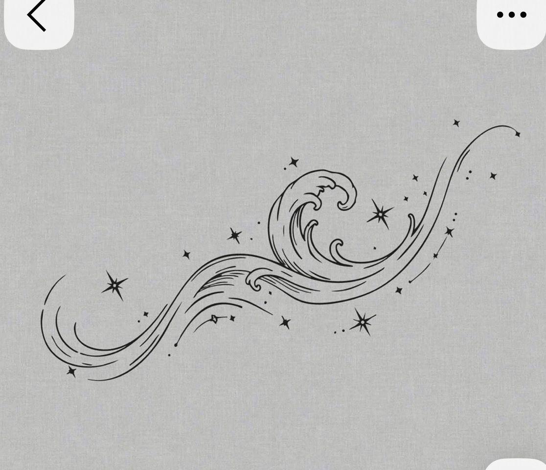 a drawing of a wave with stars on it