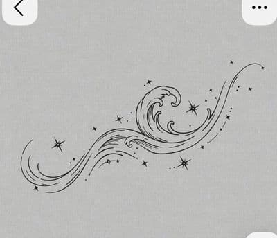 a drawing of a wave with stars on it