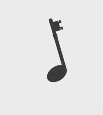 a black and white photo of a music note