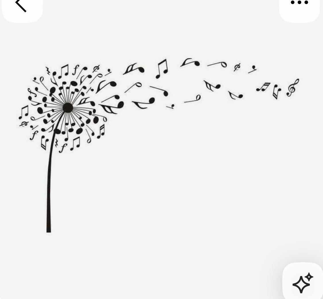 a dandelion with music notes flying from it