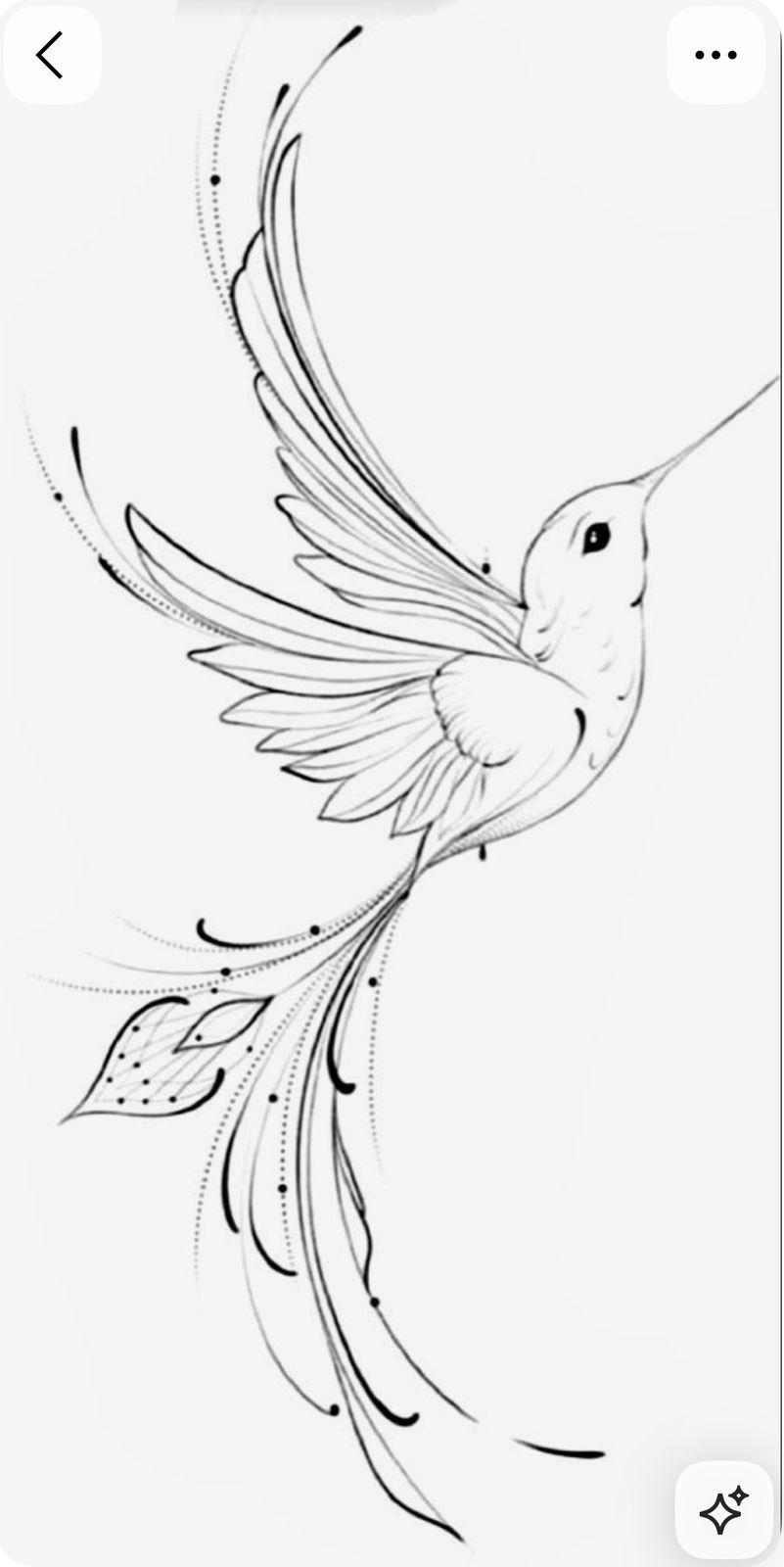 a drawing of a hummingbird flying in the air