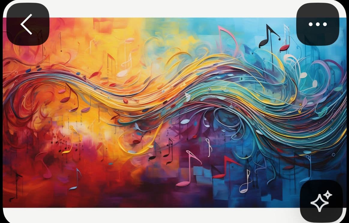 a colorful painting with musical notes on it