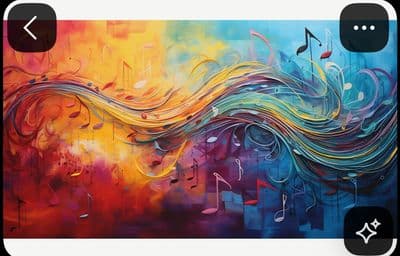 a colorful painting with musical notes on it