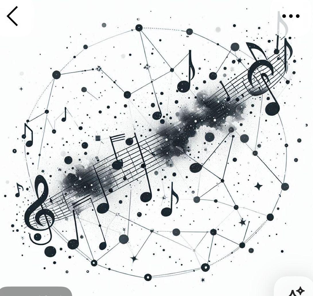 a black and white photo of musical notes