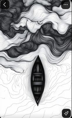 a black and white drawing of a boat