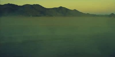 a view of a mountain range in the distance