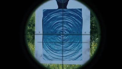 a view through a scope of a painting