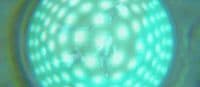 a close up of a green object with white circles