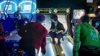 a group of people playing a video game