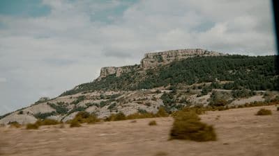 a large mountain with trees on top of it
