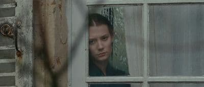 a woman looking out of a window in a house