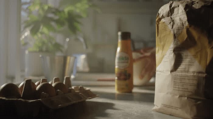 a bag of eggs sitting on top of a counter