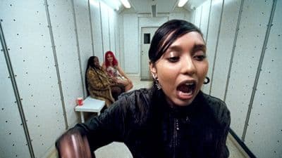 a woman with a surprised look on her face