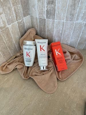 a couple of items that are on a towel