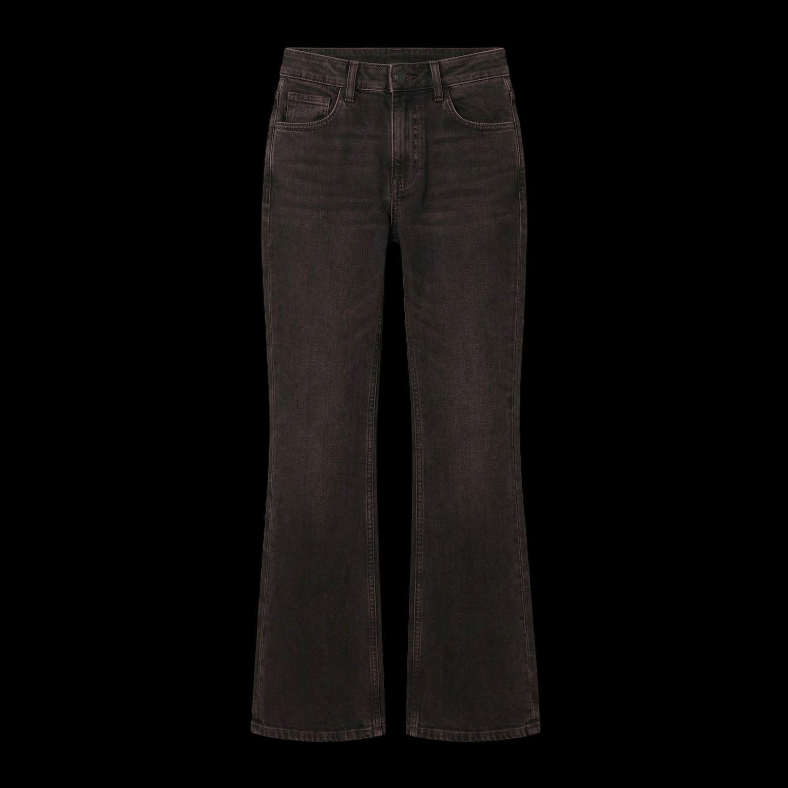 a pair of dark colored jeans on a black background
