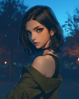 a digital painting of a woman in a green dress