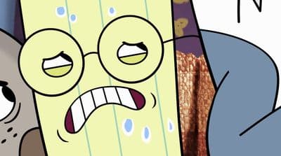 a cartoon picture of an angry looking spongebob