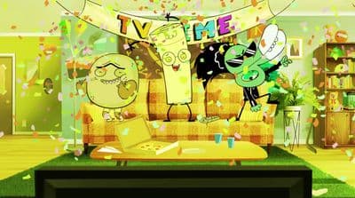 a living room filled with furniture and confetti