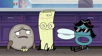 a couple of cartoon characters standing next to each other