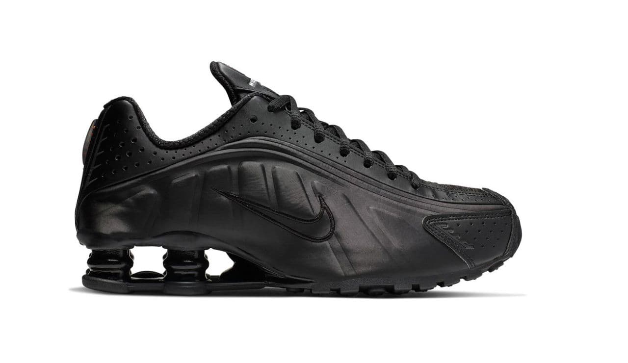 a black nike air max sneakers on a white background