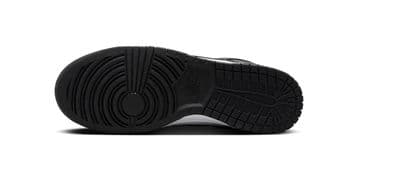 a close up of a black shoe on a white background