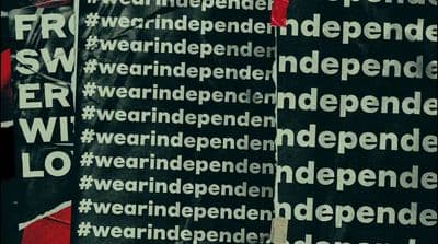 a black and red poster with words all over it