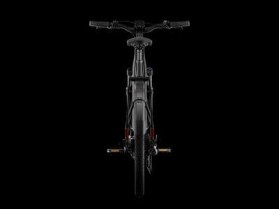 the front of a mountain bike in the dark
