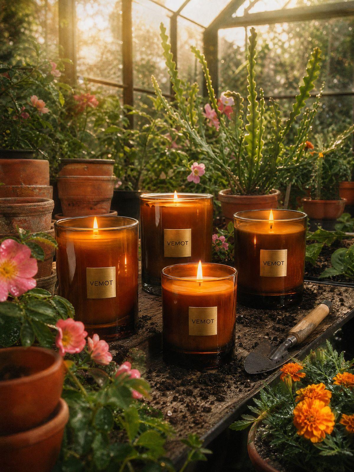 a group of candles sitting on top of a table