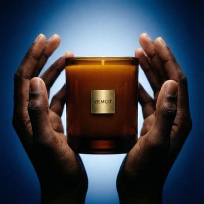 a person holding a candle in their hands
