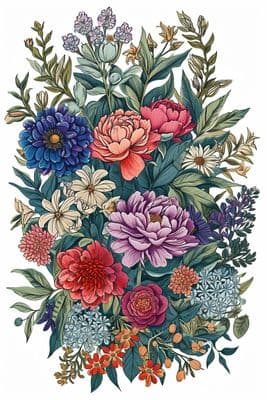 a drawing of a bouquet of flowers