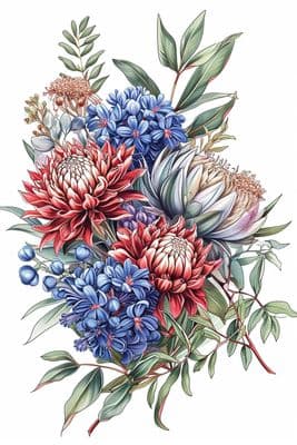 a drawing of a bouquet of flowers
