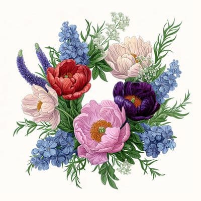a bunch of flowers that are in a circle